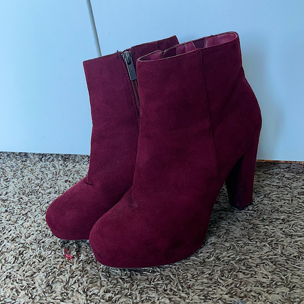 Burgundy Heeled Boots
